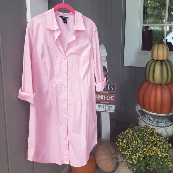 Moda International Dresses & Skirts - Never Worn Pink Button Up Shirt Dress